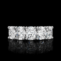 14K White Gold 5-Stone Eternity Band with Cushion Brilliant Lab Diamonds - 2.64 Carats Total Diamond Weight - Covaloro Fine Jewelry