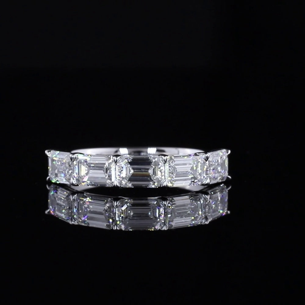 14K White Gold 5-Stone Eternity Band with East-West Set Emerald Cut Lab Diamonds - 2.19 Carats Total Diamond Weight - Covaloro Fine Jewelry