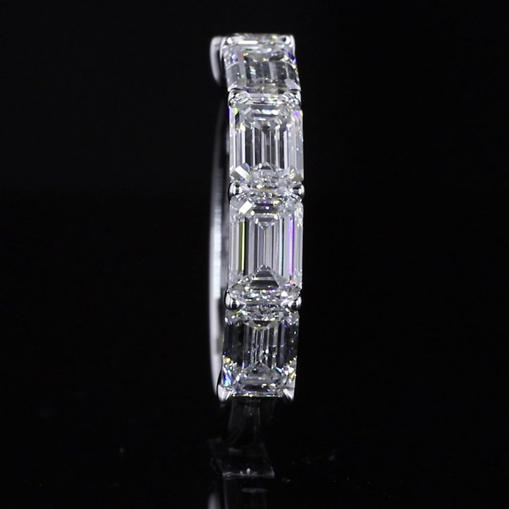 14K White Gold 5-Stone Eternity Band with East-West Set Emerald Cut Lab Diamonds - 2.19 Carats Total Diamond Weight - Covaloro Fine Jewelry