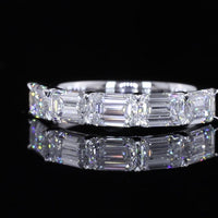14K White Gold 5-Stone Eternity Band with East-West Set Emerald Cut Lab Diamonds - 2.19 Carats Total Diamond Weight - Covaloro Fine Jewelry