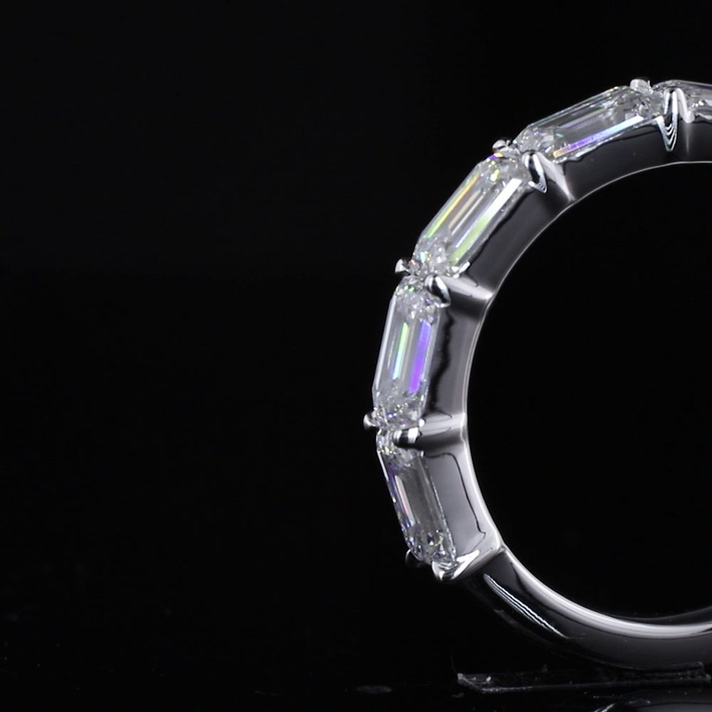 14K White Gold 5-Stone Eternity Band with East-West Set Emerald Cut Lab Diamonds - 2.19 Carats Total Diamond Weight - Covaloro Fine Jewelry