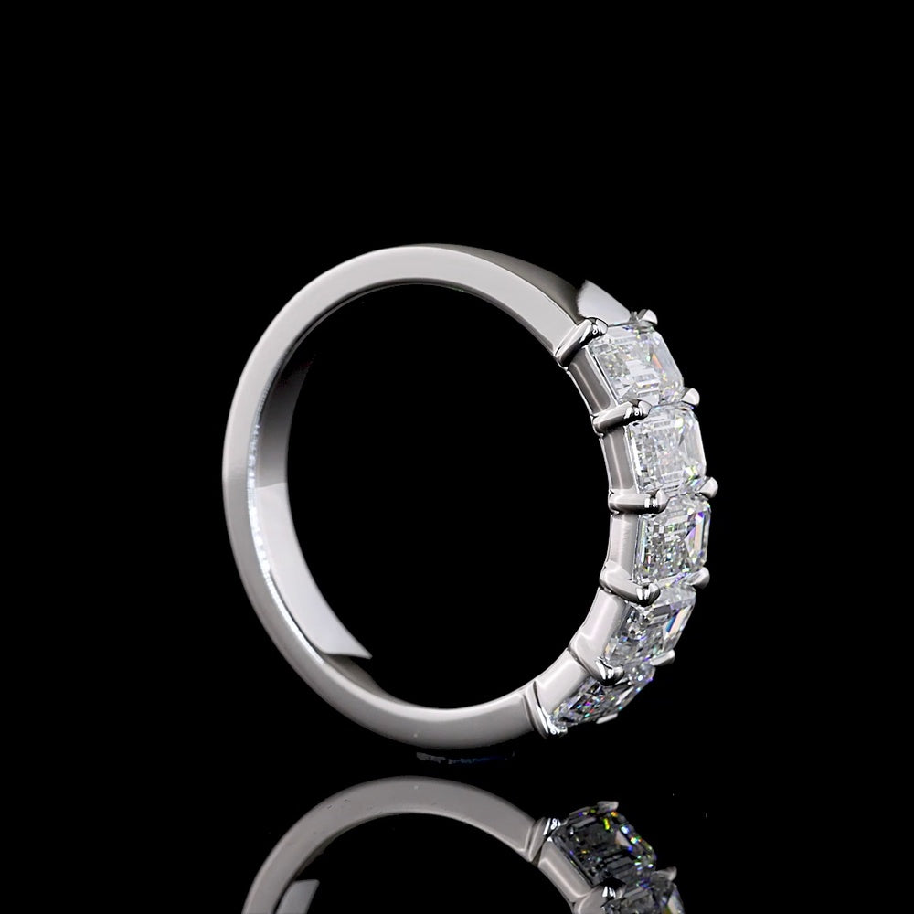 14K White Gold 5-Stone Eternity Band with Emerald Cut Lab Diamonds - 2.11 Carat Total Weight E-F VS1 - Covaloro Fine Jewelry