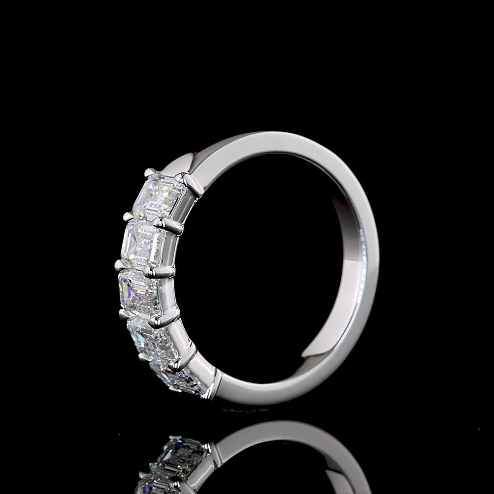 14K White Gold 5-Stone Eternity Band with Emerald Cut Lab Diamonds - 2.11 Carat Total Weight E-F VS1 - Covaloro Fine Jewelry