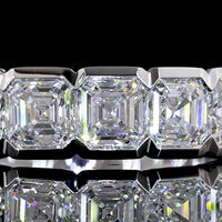 14K White Gold 5-Stone Eternity Band with Half-Bezel Set Asscher Cut Lab Diamonds - 2.12 Carat Total Weight - Covaloro Fine Jewelry