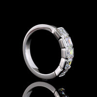 14K White Gold 5-Stone Eternity Band with Half-Bezel Set Asscher Cut Lab Diamonds - 2.12 Carat Total Weight - Covaloro Fine Jewelry