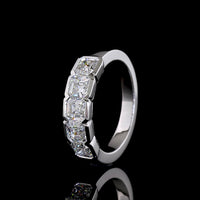 14K White Gold 5-Stone Eternity Band with Half-Bezel Set Asscher Cut Lab Diamonds - 2.12 Carat Total Weight - Covaloro Fine Jewelry