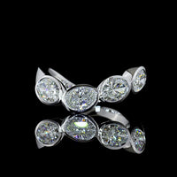 14K White Gold 5-Stone Eternity Band with Inclined Bezel Set Oval Lab Diamonds - E-F Color VS Clarity - 2.19 Carat Total Weight - Covaloro Fine Jewelry