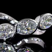 14K White Gold 5-Stone Eternity Band with Inclined Bezel Set Oval Lab Diamonds - E-F Color VS Clarity - 2.19 Carat Total Weight - Covaloro Fine Jewelry