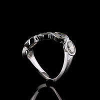 14K White Gold 5-Stone Eternity Band with Inclined Bezel Set Oval Lab Diamonds - E-F Color VS Clarity - 2.19 Carat Total Weight - Covaloro Fine Jewelry