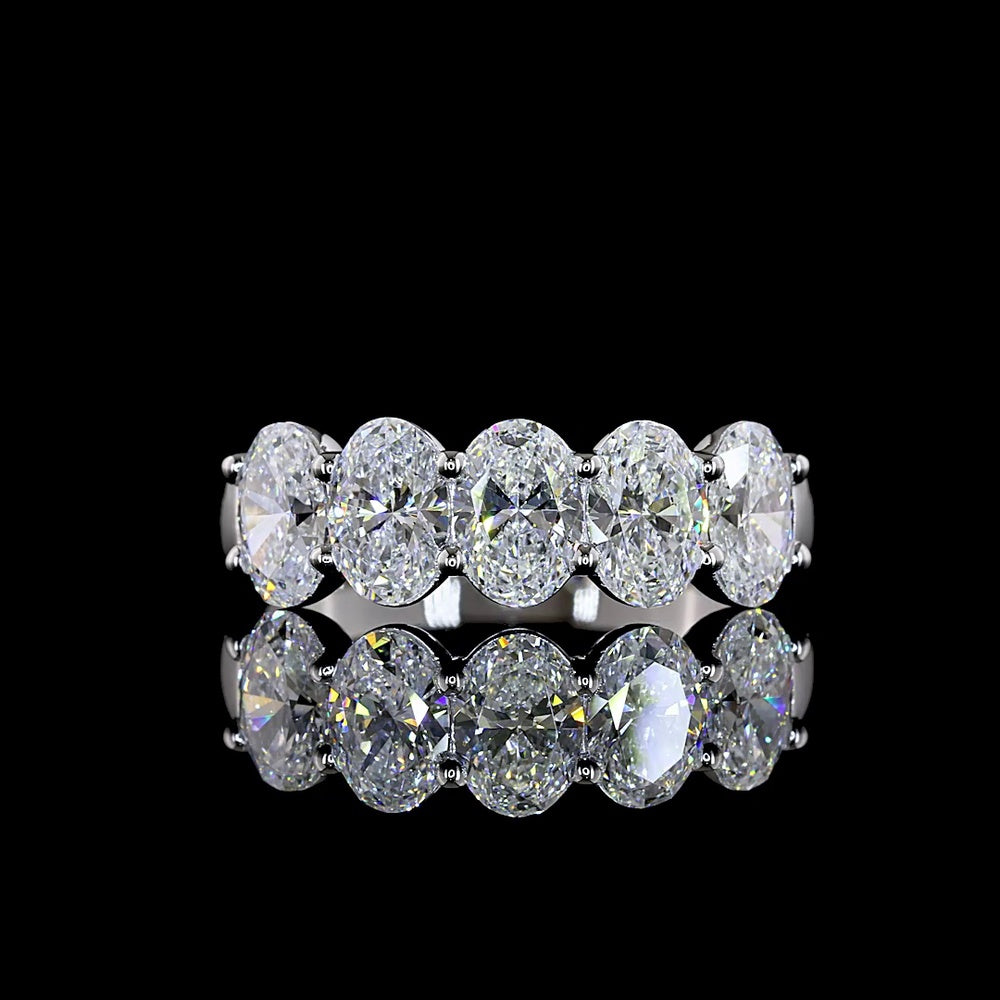 14K White Gold 5-Stone Eternity Band with North-South Oval Cut Lab Diamonds - 2.09 Carats Total Diamond Weight - Covaloro Fine Jewelry