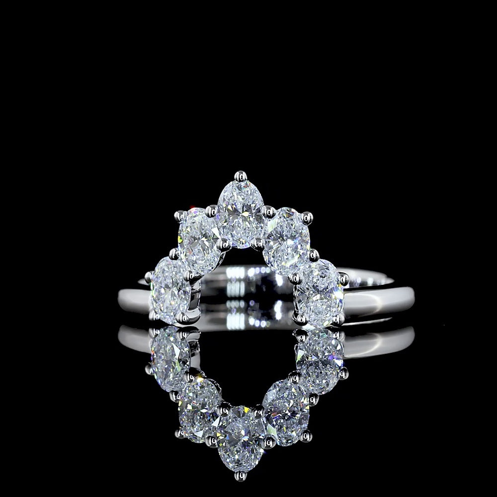 14K White Gold 5 Stone Eternity Band with North-South Prong Set Oval Lab Diamonds - 0.68 Total Carat Weight, E-F Color, VS Clarity - Covaloro Fine Jewelry