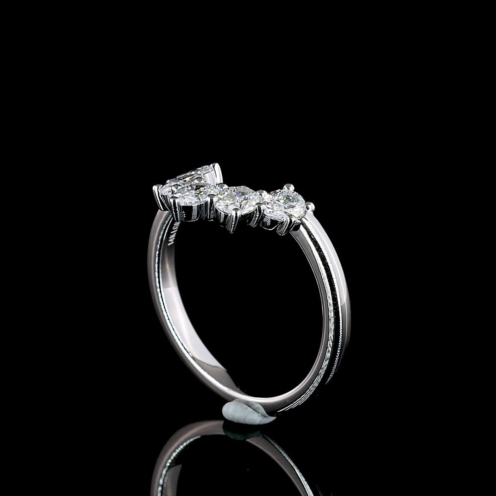 14K White Gold 5 Stone Eternity Band with North-South Prong Set Oval Lab Diamonds - 0.68 Total Carat Weight, E-F Color, VS Clarity - Covaloro Fine Jewelry