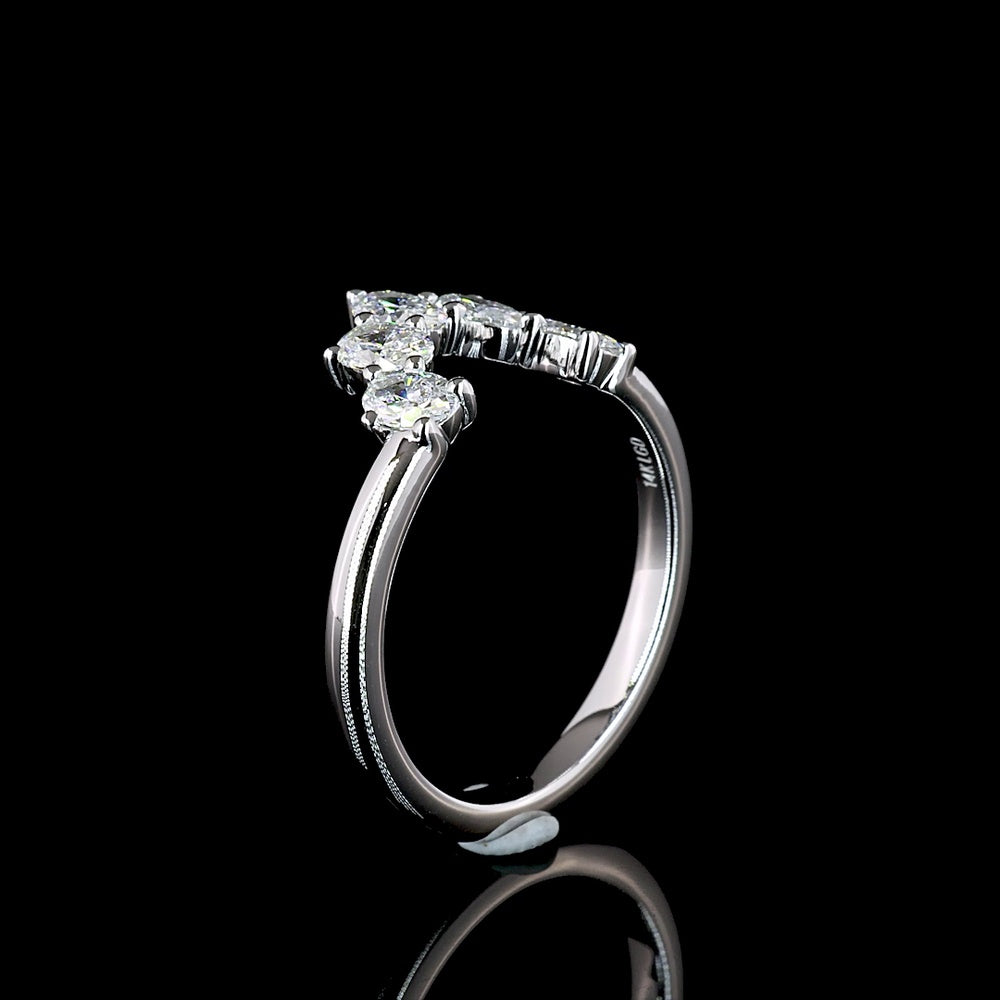 14K White Gold 5 Stone Eternity Band with North-South Prong Set Oval Lab Diamonds - 0.68 Total Carat Weight, E-F Color, VS Clarity - Covaloro Fine Jewelry