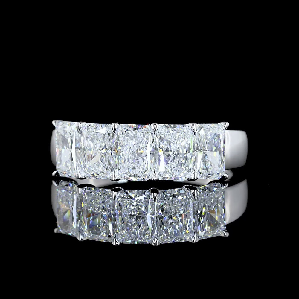14K White Gold 5-Stone Eternity Band with North-South Prong Set Radiant Cut Lab Diamonds - 1.99 Carats Total Diamond Weight - Covaloro Fine Jewelry