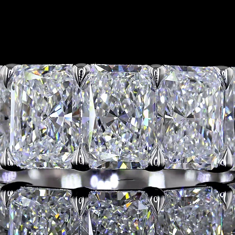 14K White Gold 5-Stone Eternity Band with North-South Prong Set Radiant Cut Lab Diamonds - 2.86 Carats Total Diamond Weight - Covaloro Fine Jewelry