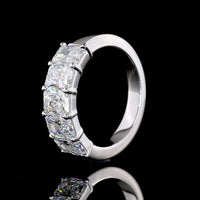 14K White Gold 5-Stone Eternity Band with North-South Prong Set Radiant Cut Lab Diamonds - 2.86 Carats Total Diamond Weight - Covaloro Fine Jewelry