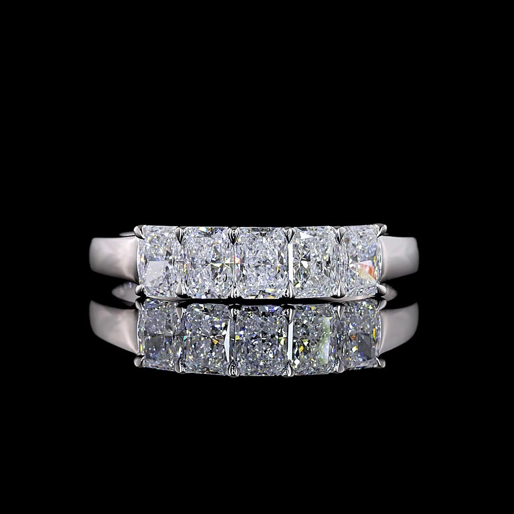 14K White Gold 5-Stone Eternity Band with North-South Radiant Cut Lab Diamonds - 1.04 Carats Total Diamond Weight - Covaloro Fine Jewelry