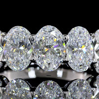 14K White Gold 5-Stone Eternity Band with Prong Set Oval Cut Lab Diamonds - 3.15 Carats Total Diamond Weight - Covaloro Fine Jewelry