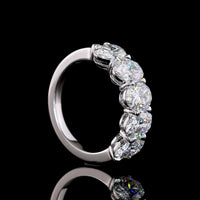 14K White Gold 5-Stone Eternity Band with Prong Set Oval Cut Lab Diamonds - 3.15 Carats Total Diamond Weight - Covaloro Fine Jewelry