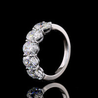 14K White Gold 5-Stone Eternity Band with Prong Set Oval Cut Lab Diamonds - 3.15 Carats Total Diamond Weight - Covaloro Fine Jewelry