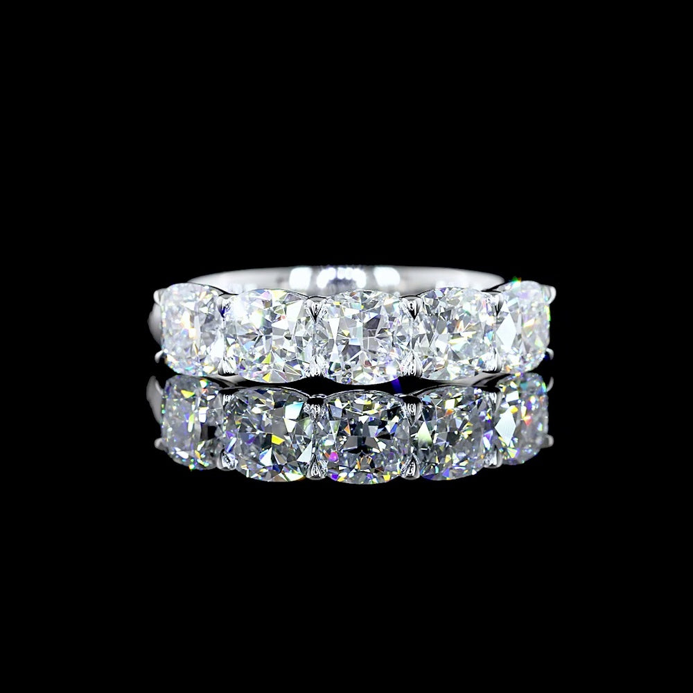 14K White Gold 5-Stone Eternity Band with Prong Set Square Cushion Brilliant Lab Diamonds - 2.05 Carat Total Diamond Weight - Covaloro Fine Jewelry