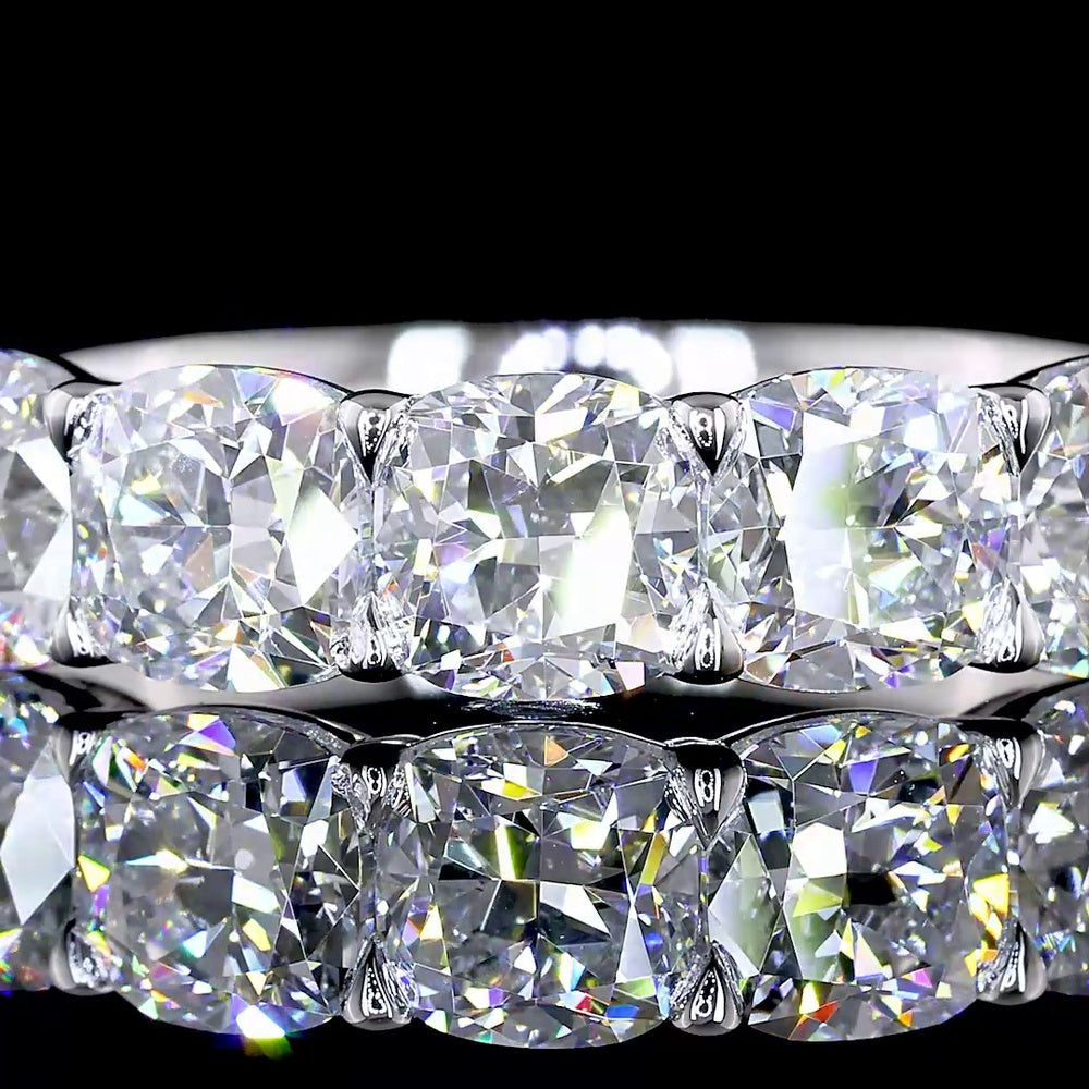 14K White Gold 5-Stone Eternity Band with Prong Set Square Cushion Brilliant Lab Diamonds - 2.05 Carat Total Diamond Weight - Covaloro Fine Jewelry