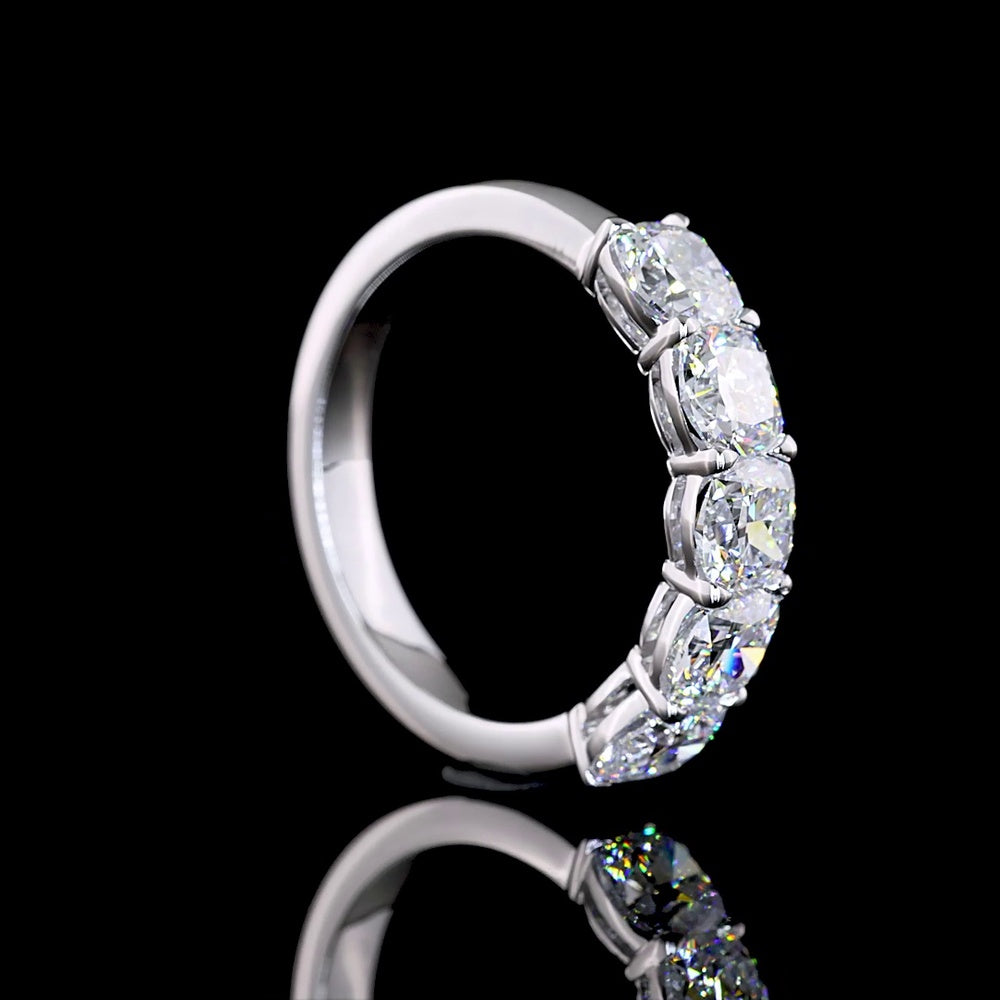 14K White Gold 5-Stone Eternity Band with Prong Set Square Cushion Brilliant Lab Diamonds - 2.05 Carat Total Diamond Weight - Covaloro Fine Jewelry