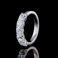 14K White Gold 5-Stone Eternity Band with Prong Set Square Cushion Brilliant Lab Diamonds - 2.05 Carat Total Diamond Weight - Covaloro Fine Jewelry