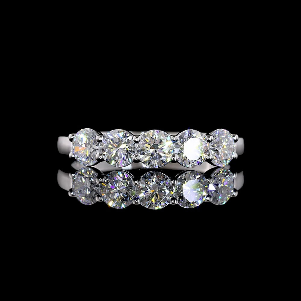 14K White Gold 5-Stone Eternity Band with Round Brilliant Lab-Grown Diamonds - 1.09 Carat Total Weight, E-F Color VS1 Clarity - Covaloro Fine Jewelry