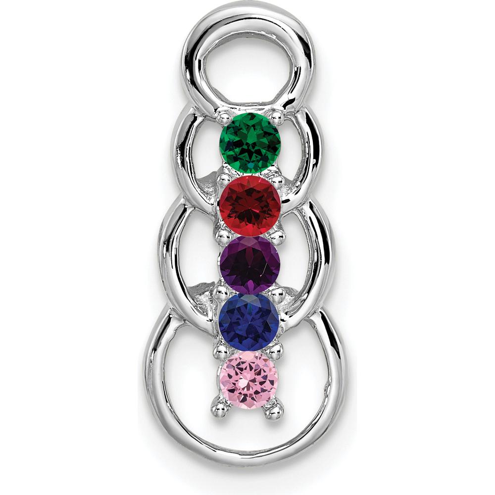 14K White Gold 5-Stone Family Pendant Mounting with Rhodium Plating - Customizable for Birthstones or Gems by Oro Pregiato