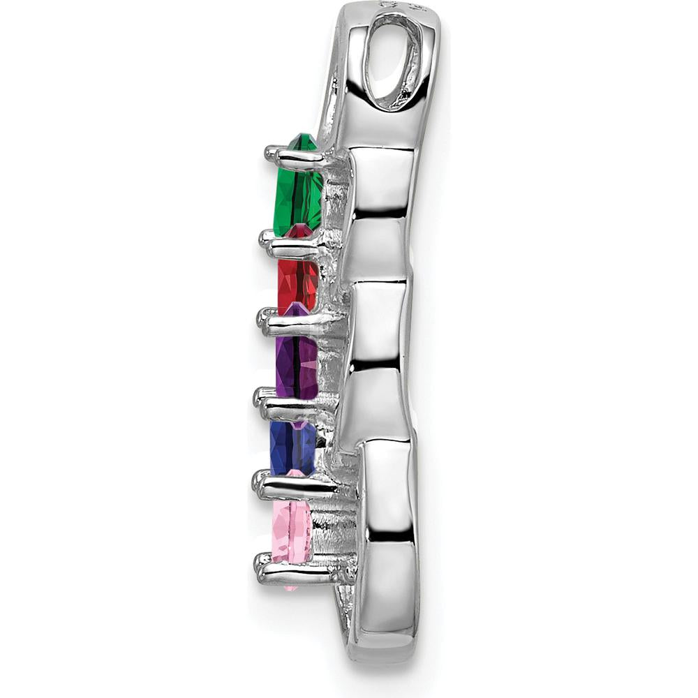 14K White Gold 5-Stone Family Pendant Mounting with Rhodium Plating - Customizable for Birthstones or Gems by Oro Pregiato
