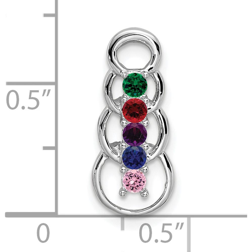 14K White Gold 5-Stone Family Pendant Mounting with Rhodium Plating - Customizable for Birthstones or Gems by Oro Pregiato