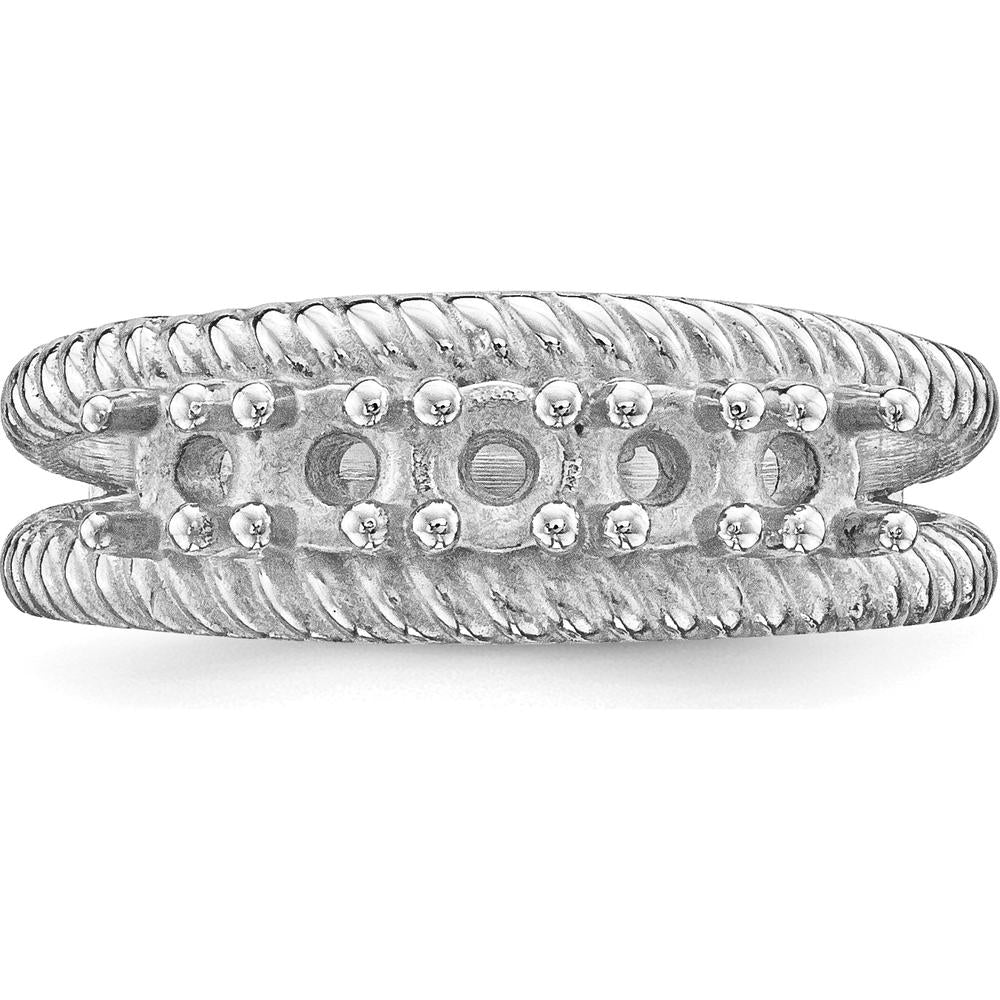 14K White Gold 5-Stone Family Ring with Sapphire, Emerald, Citrine, Diamond, and Peridot - Polished Finish by Monteluci Fine Jewelry