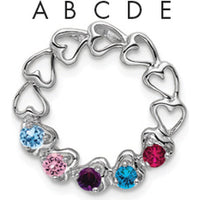 14K White Gold 5 Stone Heart-Shaped Gemstone Ring with Aquamarine, Ruby, and Sapphire - 1.50 Carat Total Gemstone Weight by Oro Pregiato