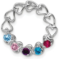 14K White Gold 5 Stone Heart-Shaped Gemstone Ring with Aquamarine, Ruby, and Sapphire - 1.50 Carat Total Gemstone Weight by Oro Pregiato