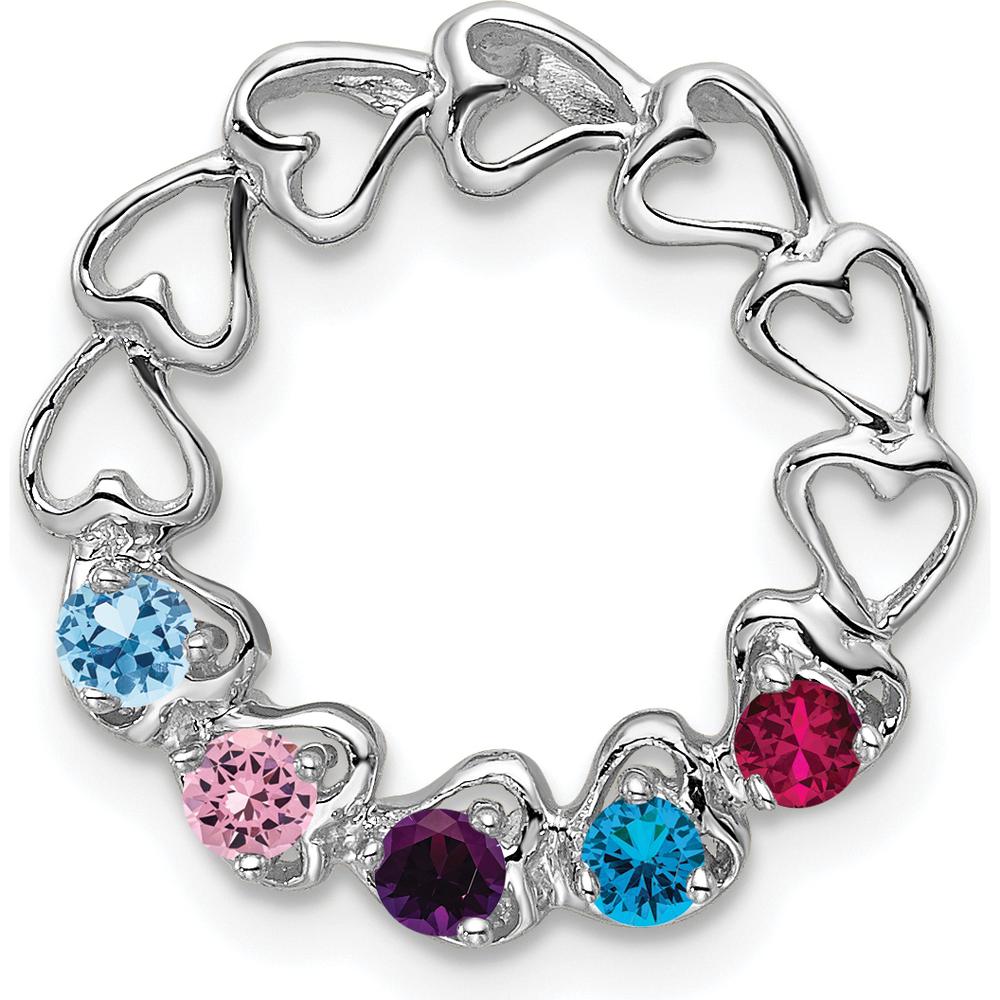 14K White Gold 5 Stone Heart-Shaped Gemstone Ring with Aquamarine, Ruby, and Sapphire - 1.50 Carat Total Gemstone Weight by Oro Pregiato