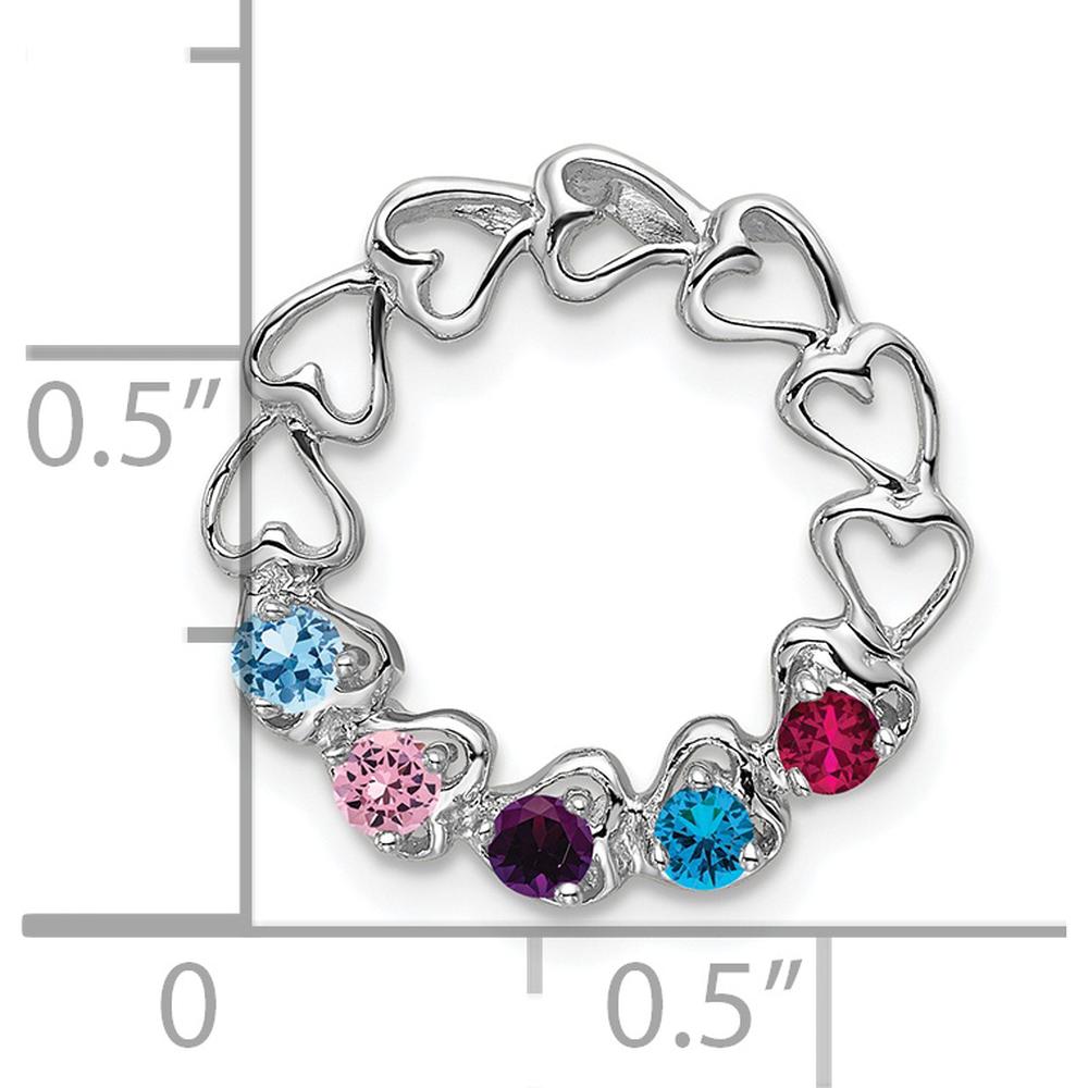 14K White Gold 5 Stone Heart-Shaped Gemstone Ring with Aquamarine, Ruby, and Sapphire - 1.50 Carat Total Gemstone Weight by Oro Pregiato