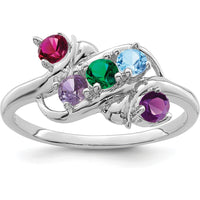 14K White Gold 5-Stone Mother's Ring Mounting for Custom Stones - Polished Finish by Monteluci Fine Jewelry