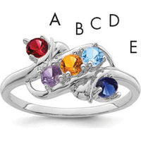 14K White Gold 5-Stone Mother's Ring Mounting for Custom Stones - Polished Finish by Monteluci Fine Jewelry