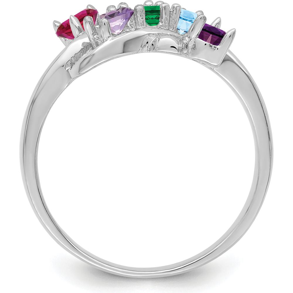 14K White Gold 5-Stone Mother's Ring Mounting for Custom Stones - Polished Finish by Monteluci Fine Jewelry