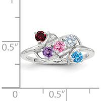 14K White Gold 5-Stone Mother's Ring Mounting for Custom Stones - Polished Finish by Monteluci Fine Jewelry