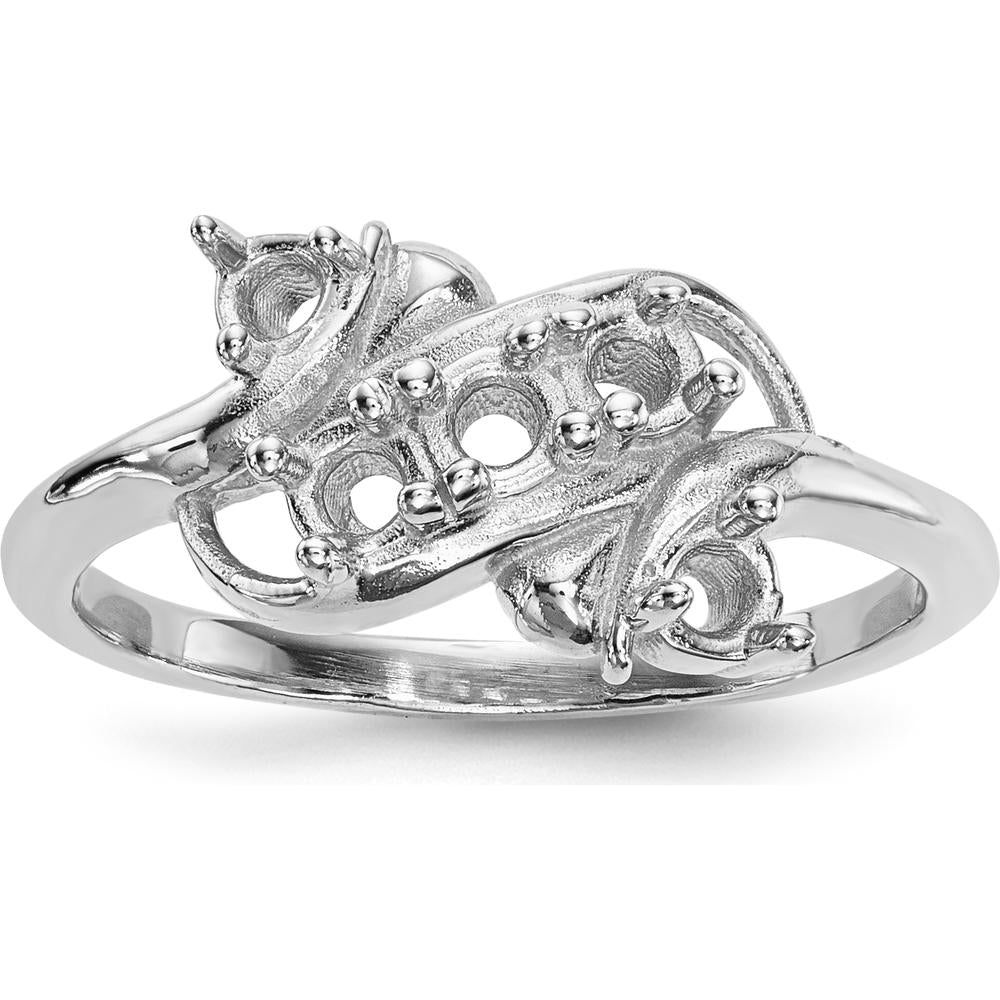 14K White Gold 5-Stone Mother's Ring Mounting for Custom Stones - Polished Finish by Monteluci Fine Jewelry