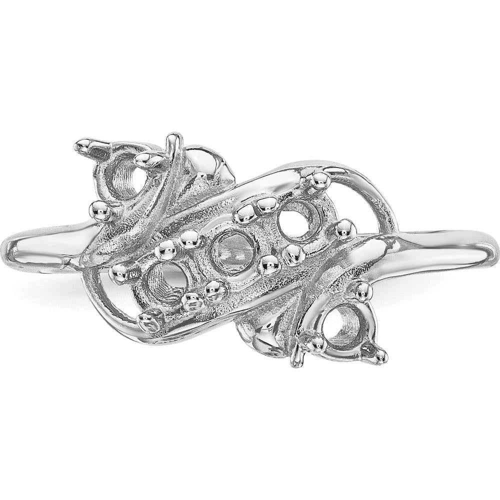 14K White Gold 5-Stone Mother's Ring Mounting for Custom Stones - Polished Finish by Monteluci Fine Jewelry