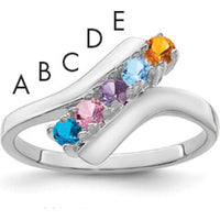 14K White Gold 5-Stone Multicolored Gemstone Ring with Prong Setting by Monteluci Fine Jewelry