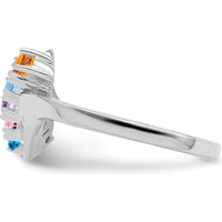 14K White Gold 5-Stone Multicolored Gemstone Ring with Prong Setting by Monteluci Fine Jewelry