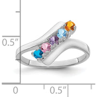 14K White Gold 5-Stone Multicolored Gemstone Ring with Prong Setting by Monteluci Fine Jewelry