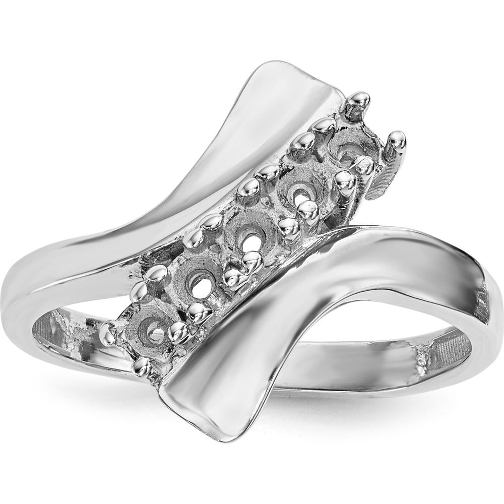 14K White Gold 5-Stone Multicolored Gemstone Ring with Prong Setting by Monteluci Fine Jewelry