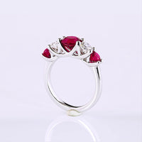 14K White Gold 5-Stone Ring with 1.40 Carat Round Lab-Grown Ruby and 0.74 Carat Round Lab-Grown Diamonds - 2.14 Carat Total Gem Weight - Covaloro Fine Jewelry