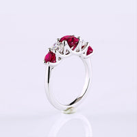 14K White Gold 5-Stone Ring with 1.40 Carat Round Lab-Grown Ruby and 0.74 Carat Round Lab-Grown Diamonds - 2.14 Carat Total Gem Weight - Covaloro Fine Jewelry