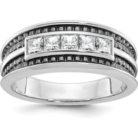 14K White Gold 5-Stone Square Diamond Ring with Black Rhodium - 0.16 Carats Total Diamond Weight by IBGoodman